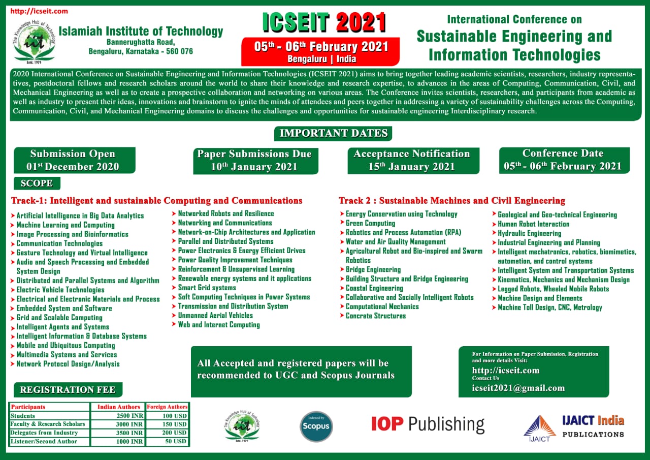 International Conference on Sustainable Engineering and Information Technologies ICSEIT 2021